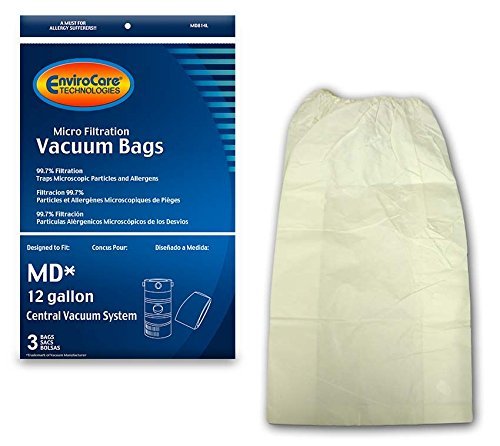 Electric Vac LLC EnviroCare Replacement Vacuum Bags for Modern Day 12 Gallon Central Vacuums 3 Pa