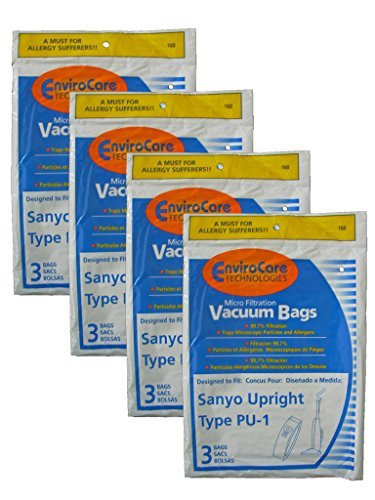 Electric Vac LLC 12 Sanyo Type PU-1 Microfiltration Upright Vacuum Cleaner Bags