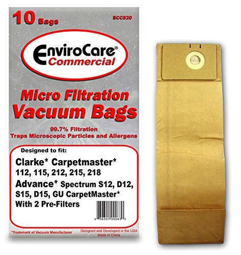 Electric Vac LLC EnviroCare Replacement Vacuum Bags for Advance Spectrum, Clarke CarpetMaster, Ni