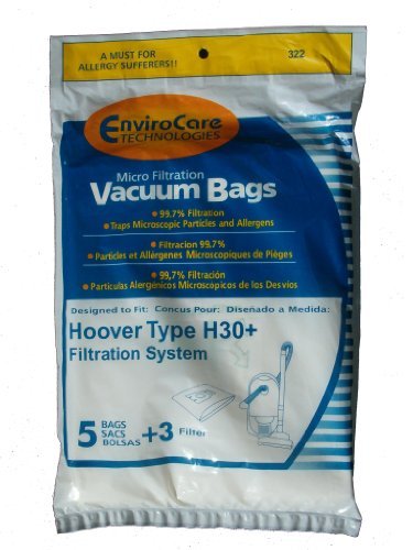 Electric Vac LLC 5 Hoover Telios, Arianne H30+ Allergy Vacuum Bags + Filters, Portable Canister,