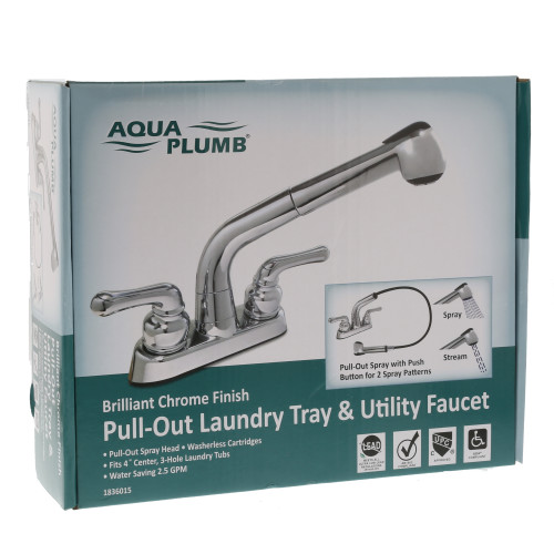 Aqua Plumb Kitchen Sink Faucet With Pull Out Sprayer Chrome