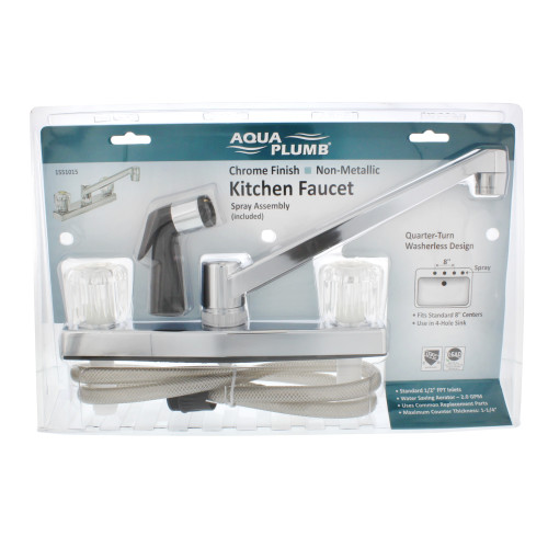 Aqua Plumb 1551015 Two Handle Plastic Kitchen Faucet With Sprayer
