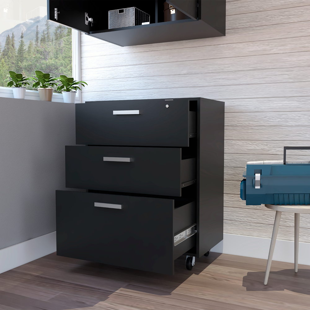 TUHOME Storage Cabinet - Drawer Base Cabinet  Engineered Wood Storage Cabinets in  Black
