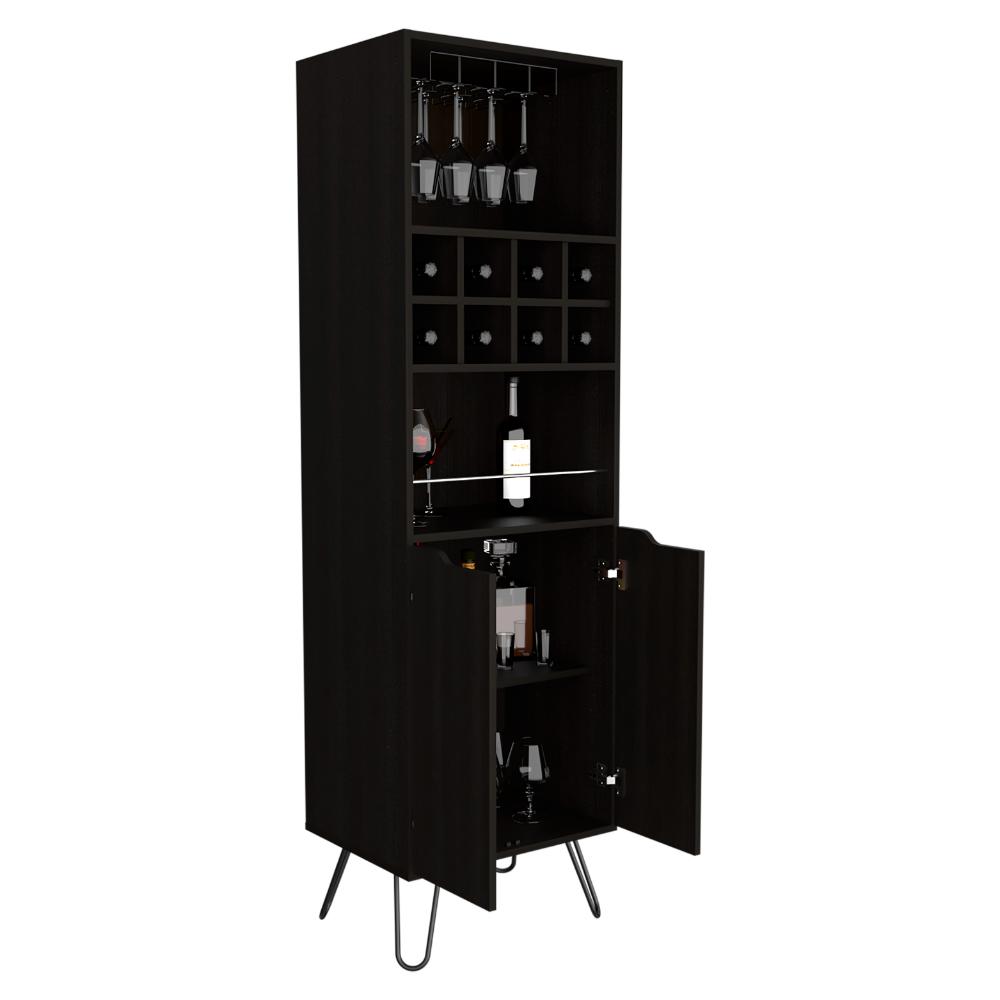 TUHOME Manhattan H Bar Cabinet  Engineered Wood Bar Cabinets in  Black