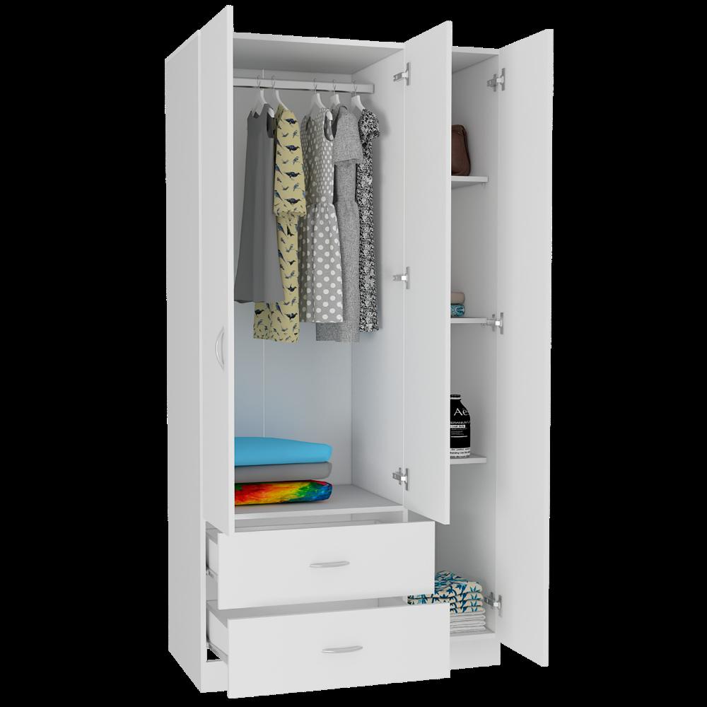 TUHOME Austral 3 Door Armoire Engineered Wood Armoires in  White