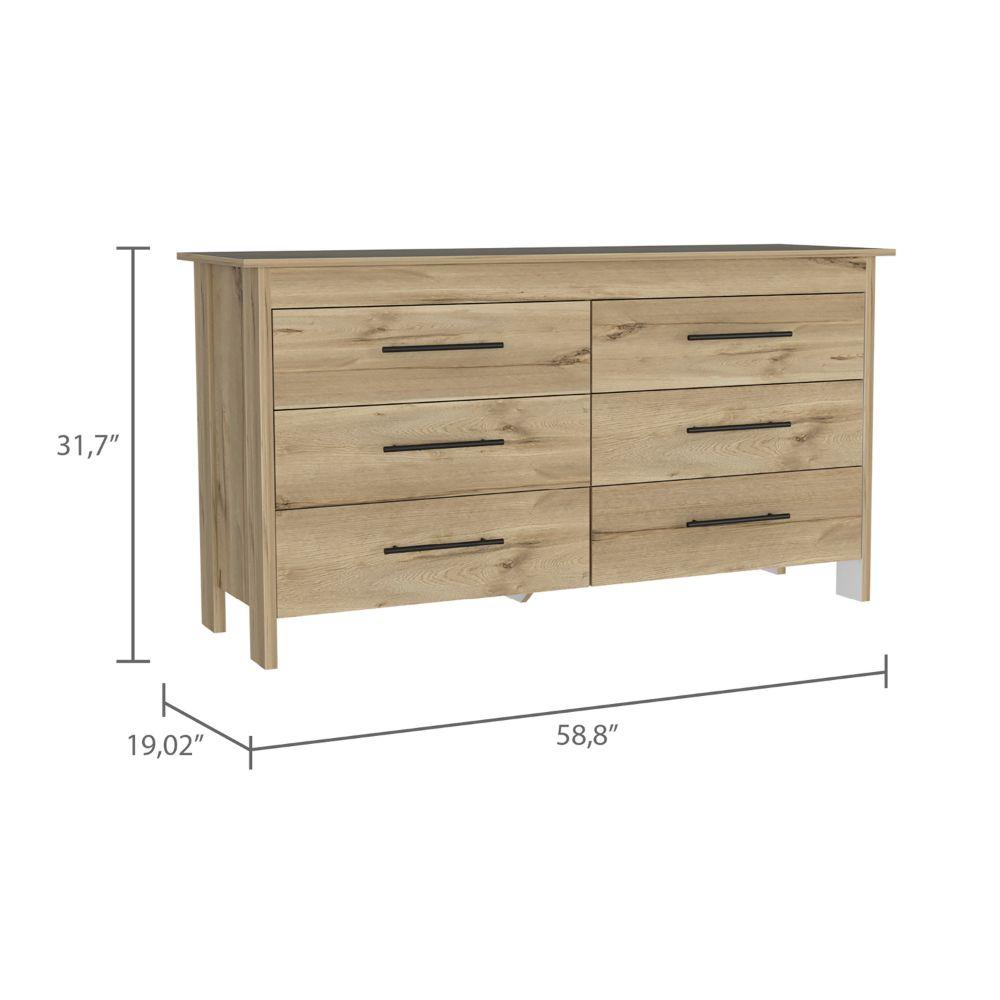 TUHOME Hms 6 Drawer Double Dresser  Engineered Wood Dressers in  Multi-color