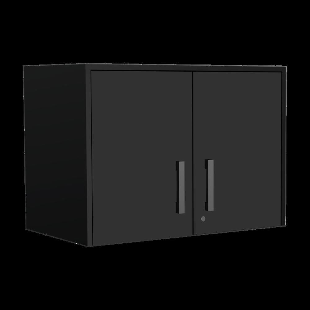 TUHOME Wooster 5 Piece Garage Set, 2 Wall Cabinets + 2 Storage Cabinets + Pantry Cabinet, Black