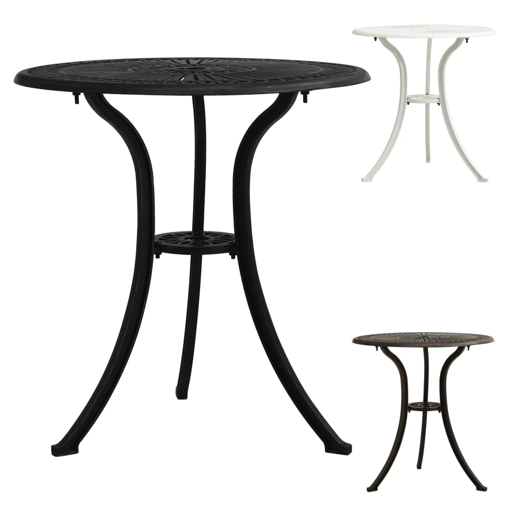 vidaXL Outdoor Dining Table Garden Patio Table with Glass Top Cast Aluminum