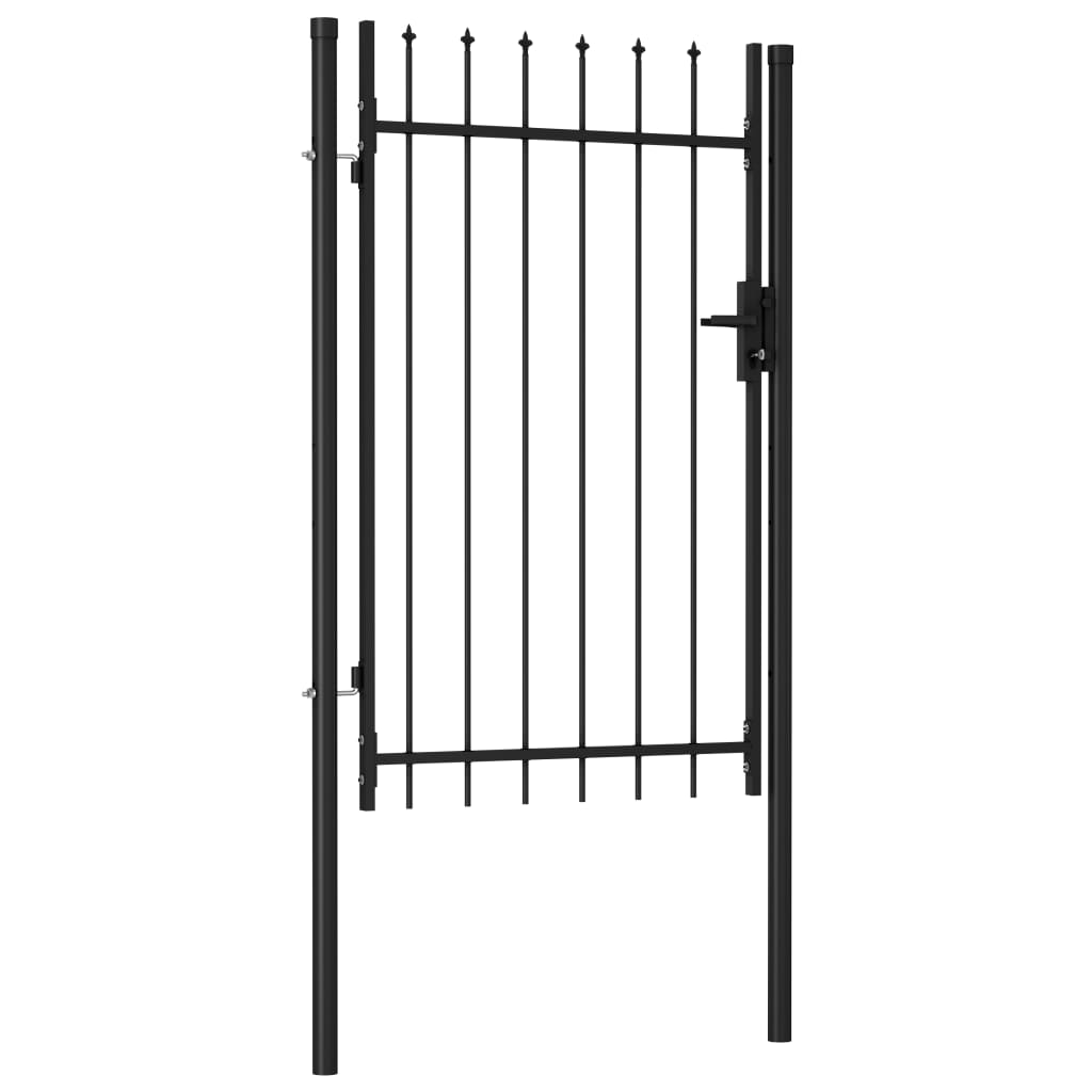 vidaXL Fence Gate Single Door with Spike Top Steel 3.2'x4.9' Black