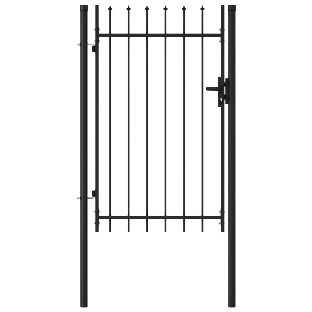 vidaXL Fence Gate Single Door with Spike Top Steel 3.2'x4.9' Black