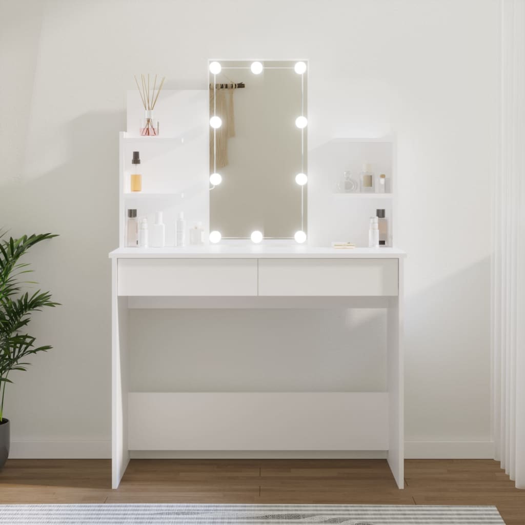 vidaXL Dressing Table with LED Makeup Table with Mirror Lighted Vanity Table
