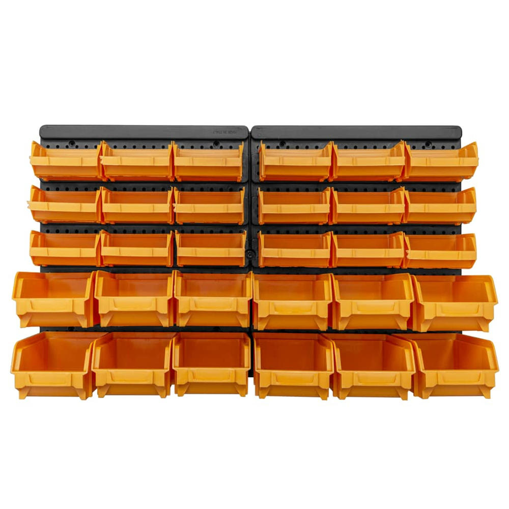 vidaXL 32 Piece Storage Bin Kit with Wall Panels Yellow and Black