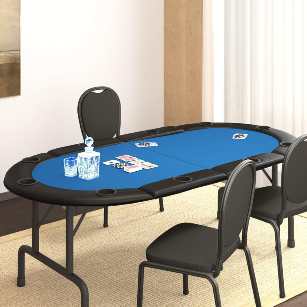 vidaXL 10-Player Folding Poker Tabletop Oval Card Gaming Table Blue/Green