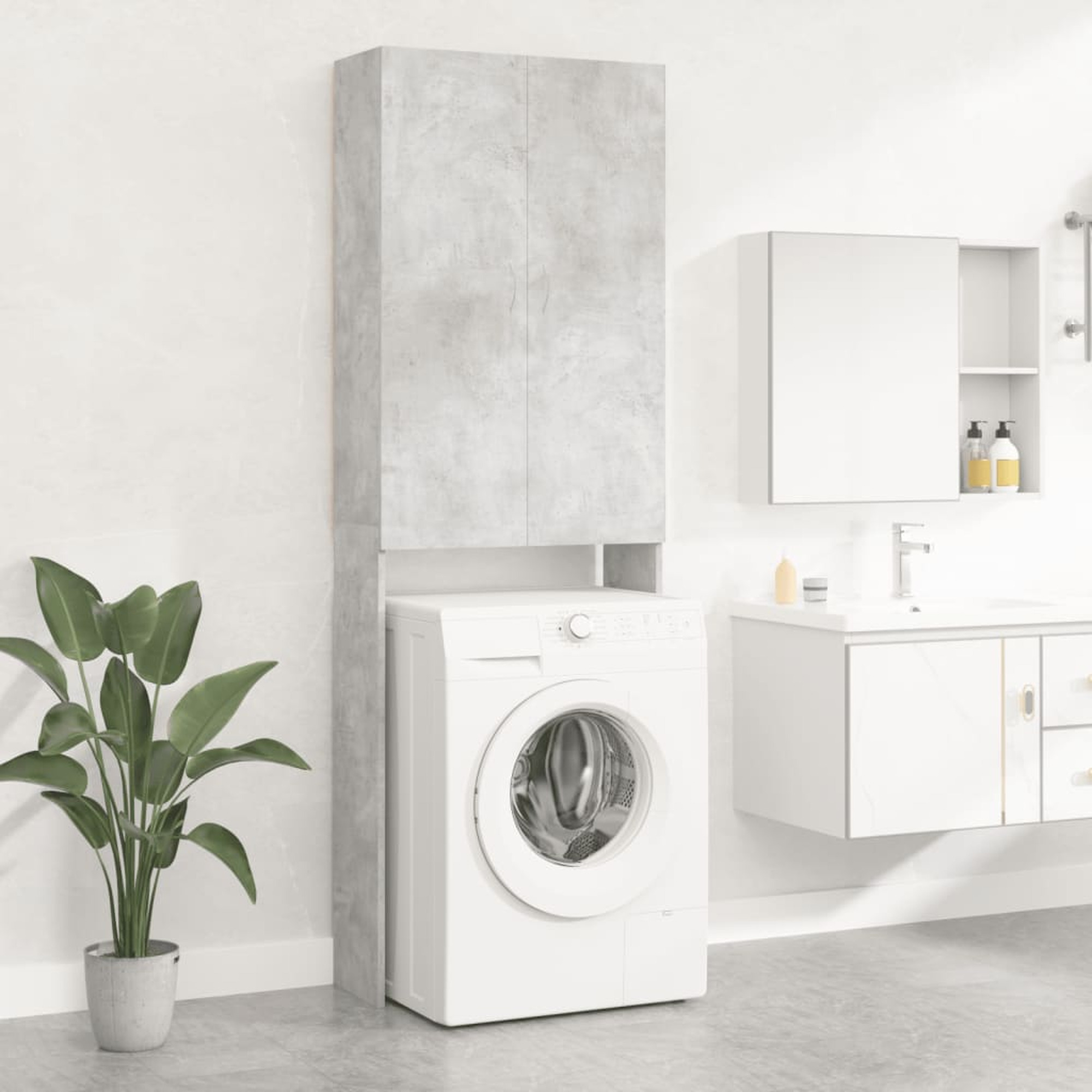 vidaXL Washing Machine Cabinet Concrete Gray 25.2"x10"x74.8"