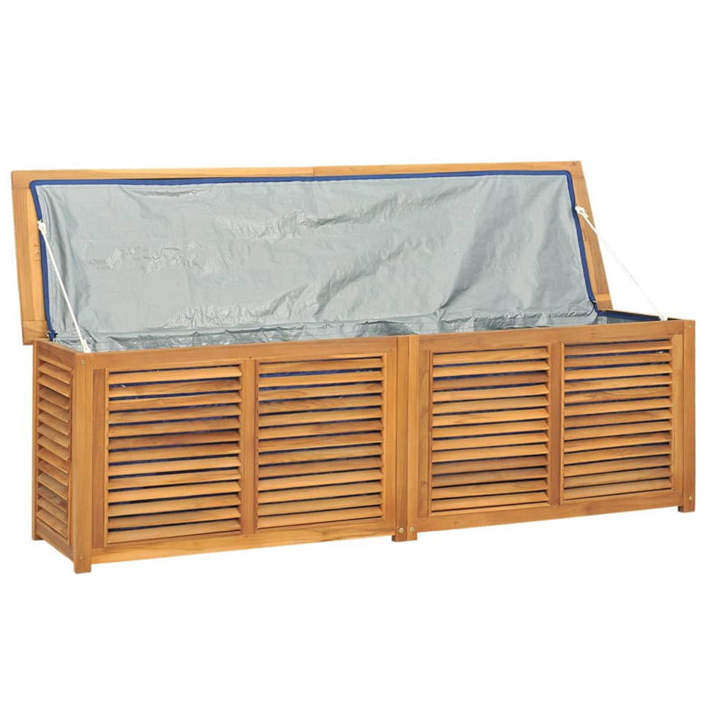 vidaXL Patio Storage Box with Bag 68.9"x19.7"x20.9" Solid Wood Teak