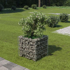 vidaXL Gabion Raised Bed in Durable Galvanized Steel - 19.7"x19.7"x19.7" - Easy Self Assembly - Silver Color, Perfect for Garden