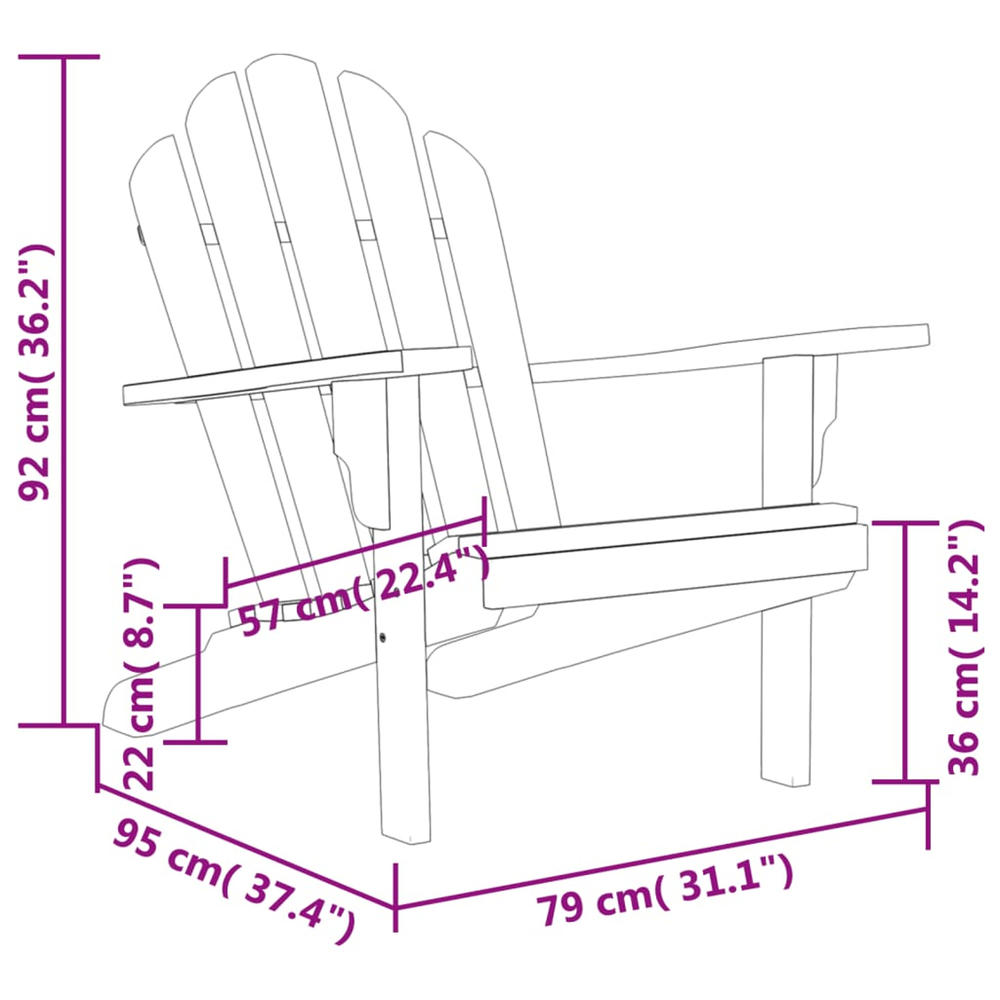 vidaXL Patio Adirondack Chair 31.1"x37.4"x36.2" Solid Wood Teak