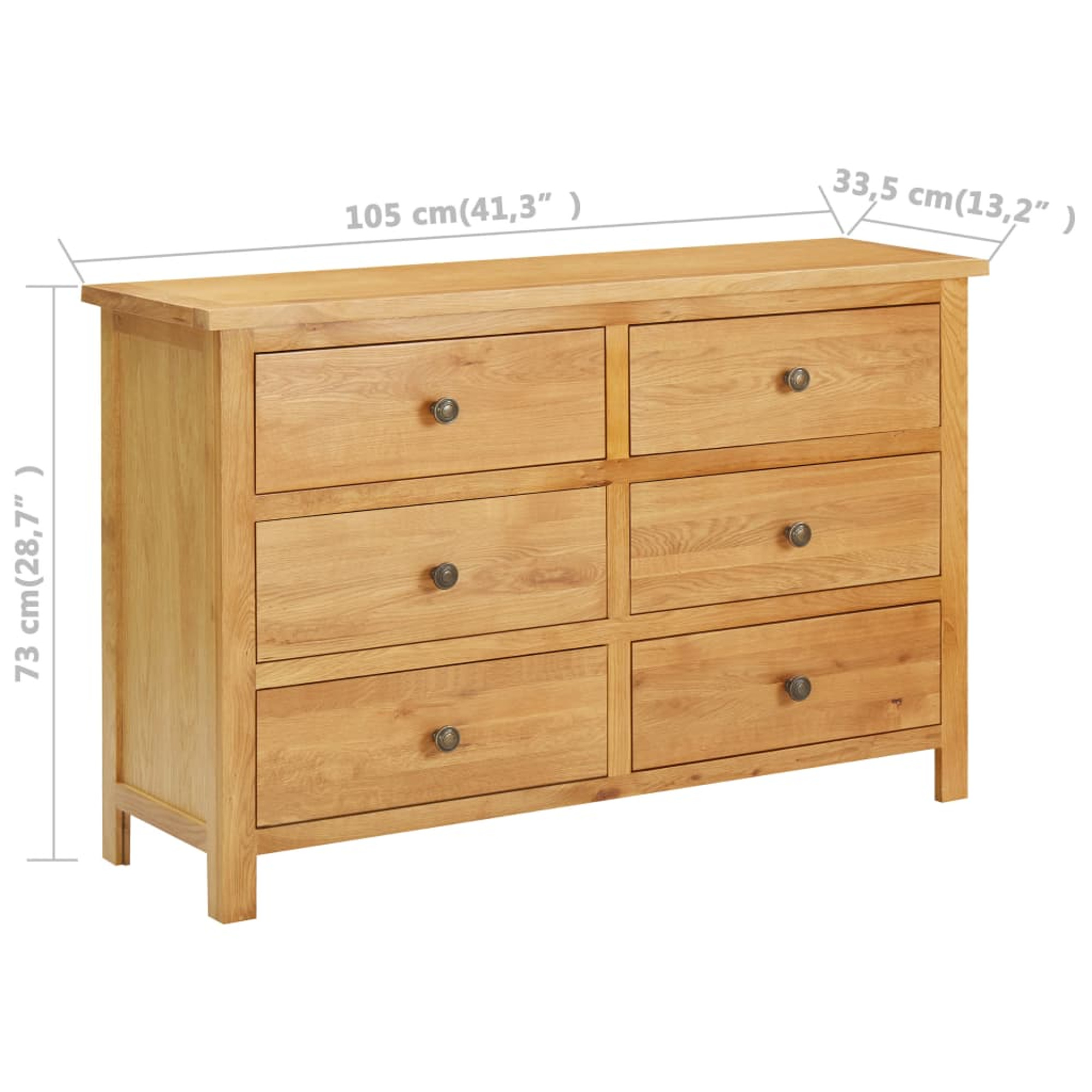 vidaXL Chest of Drawers Solid Oak Wood Side Storage Cabinet White/Light Wood