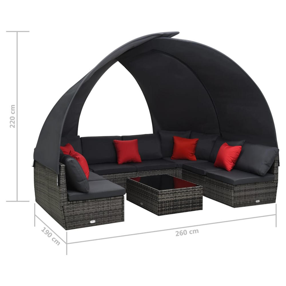 vidaXL Patio Furniture Set 9 Piece Sectional Sofa with Coffee Table Rattan