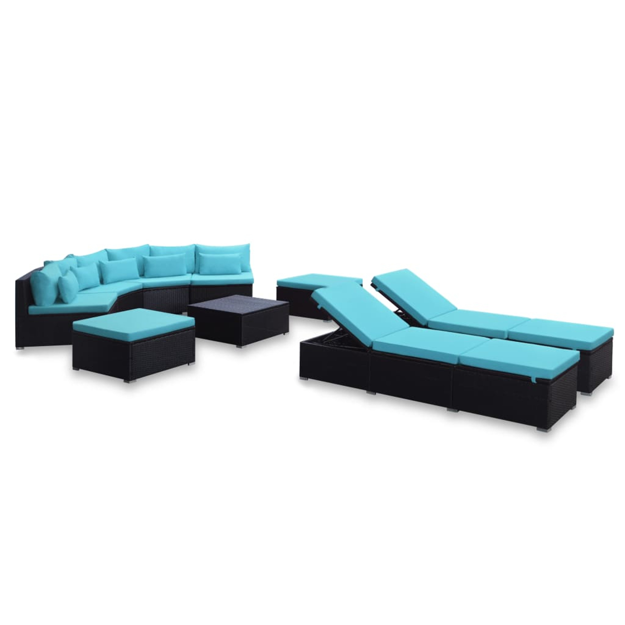 vidaXL Patio Furniture Set Conversation Set Sectional Sofa with Table Rattan