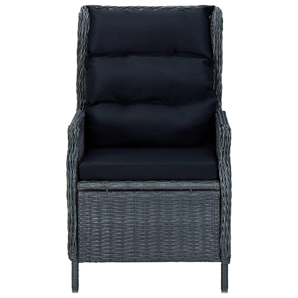 vidaXL Outdoor Recliner Chair Patio Lounge Chair with Cushions Poly Rattan