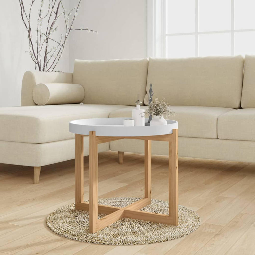 vidaXL Coffee Table Round End Table Sofa Table Engineered Wood Solid Wood Pine