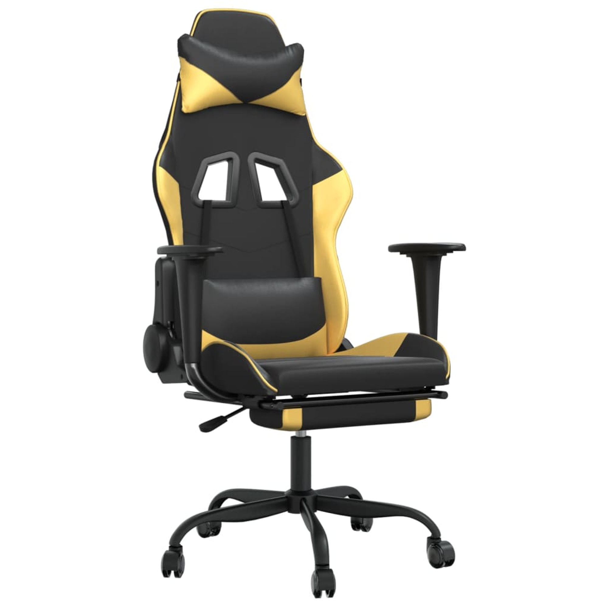 vidaXL Gaming Chair Swivel Massage Gaming Chair with Footrest Faux Leather