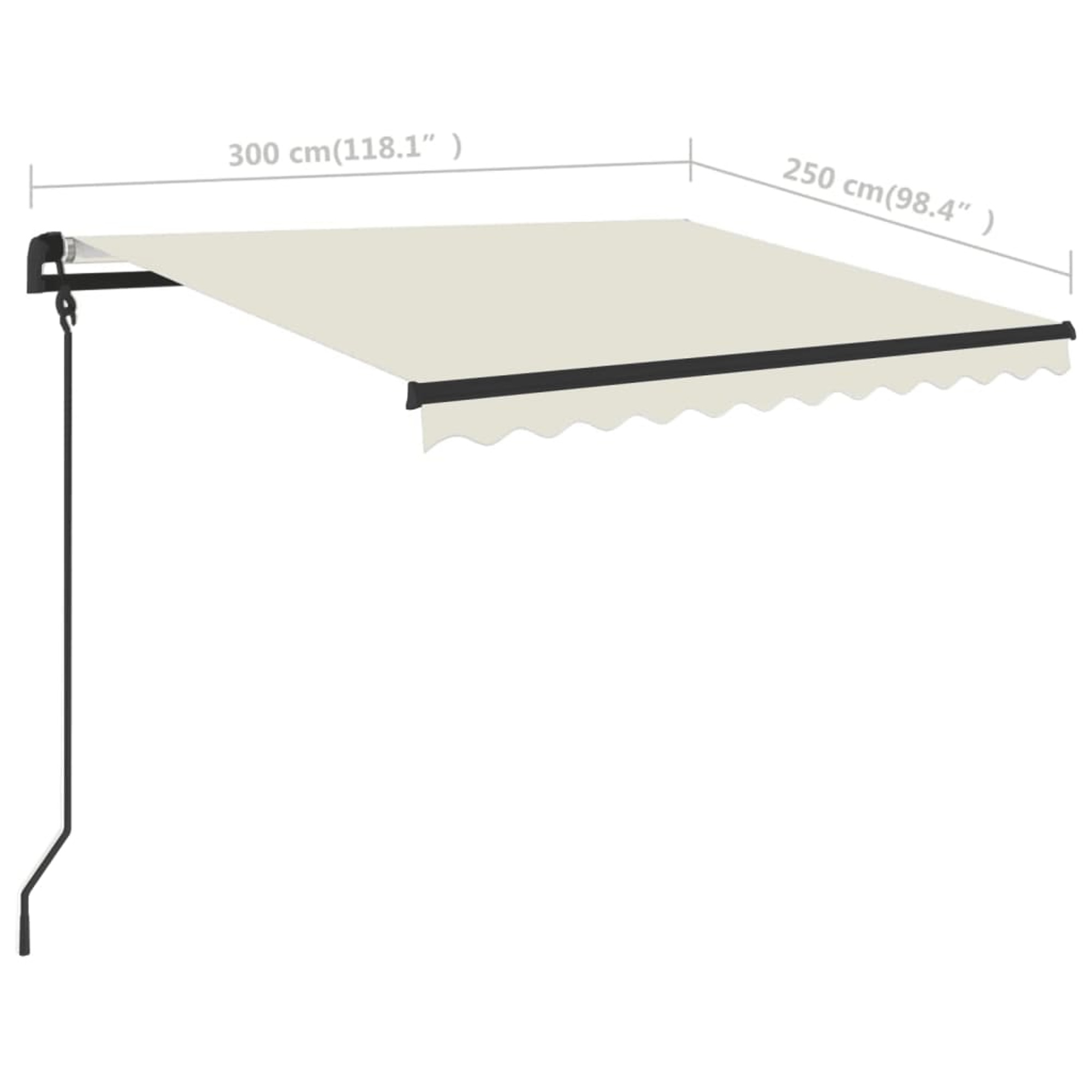 vidaXL Retractable Awning with Hand Crank and Posts Sunshade Shelter for Patio