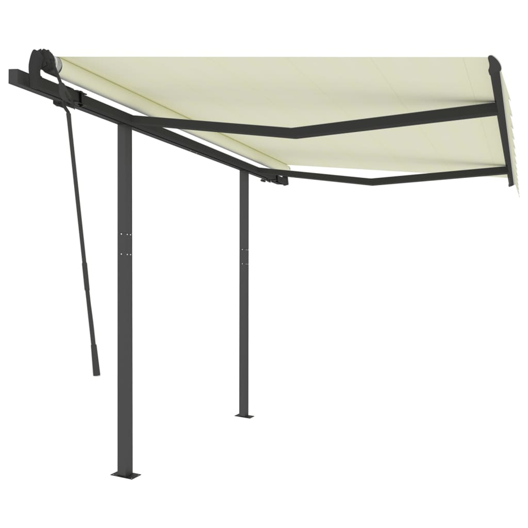 vidaXL Retractable Awning with Hand Crank and Posts Sunshade Shelter for Patio