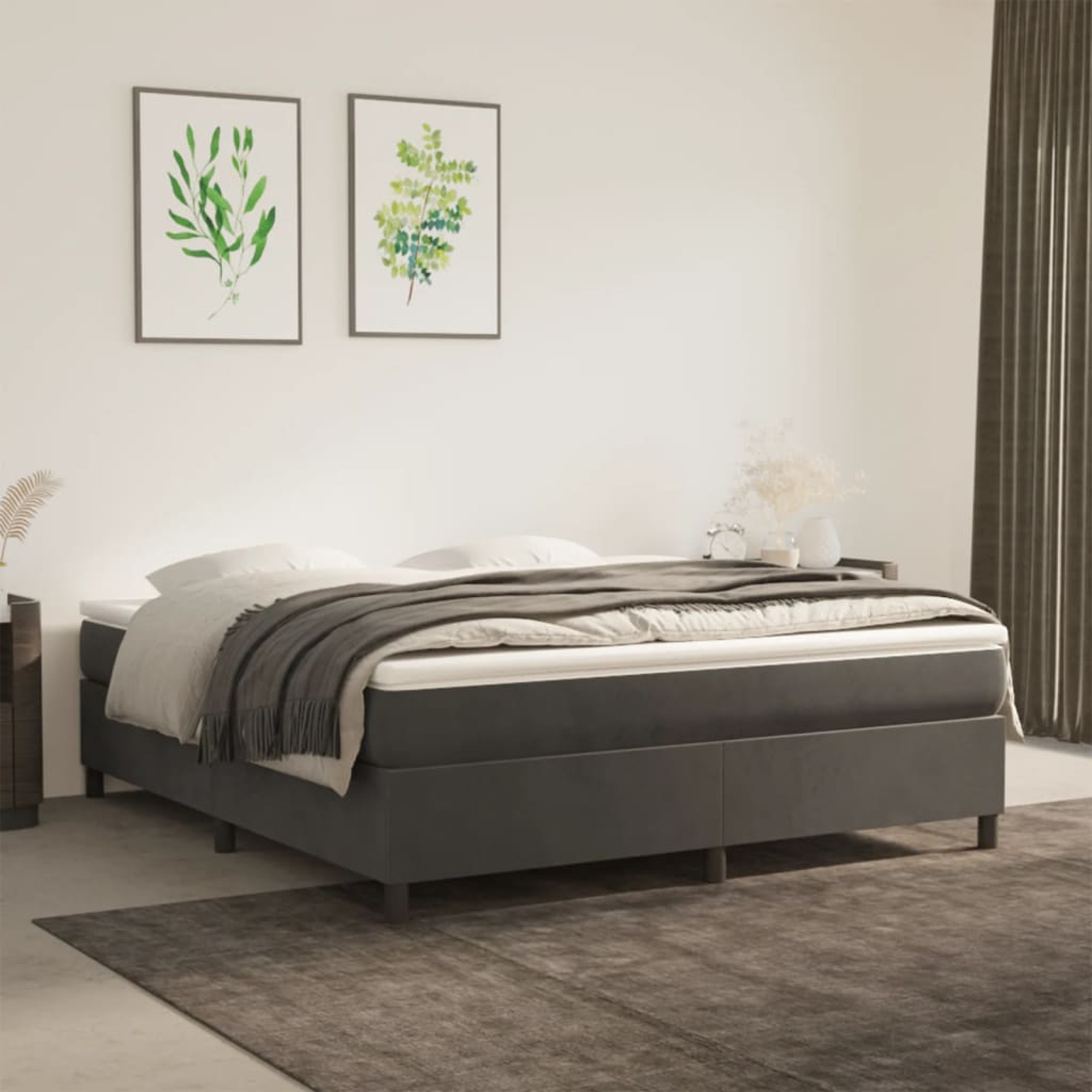 vidaXL Bed Frame Box Spring Platform Bed with Mattress for Bedroom Velvet