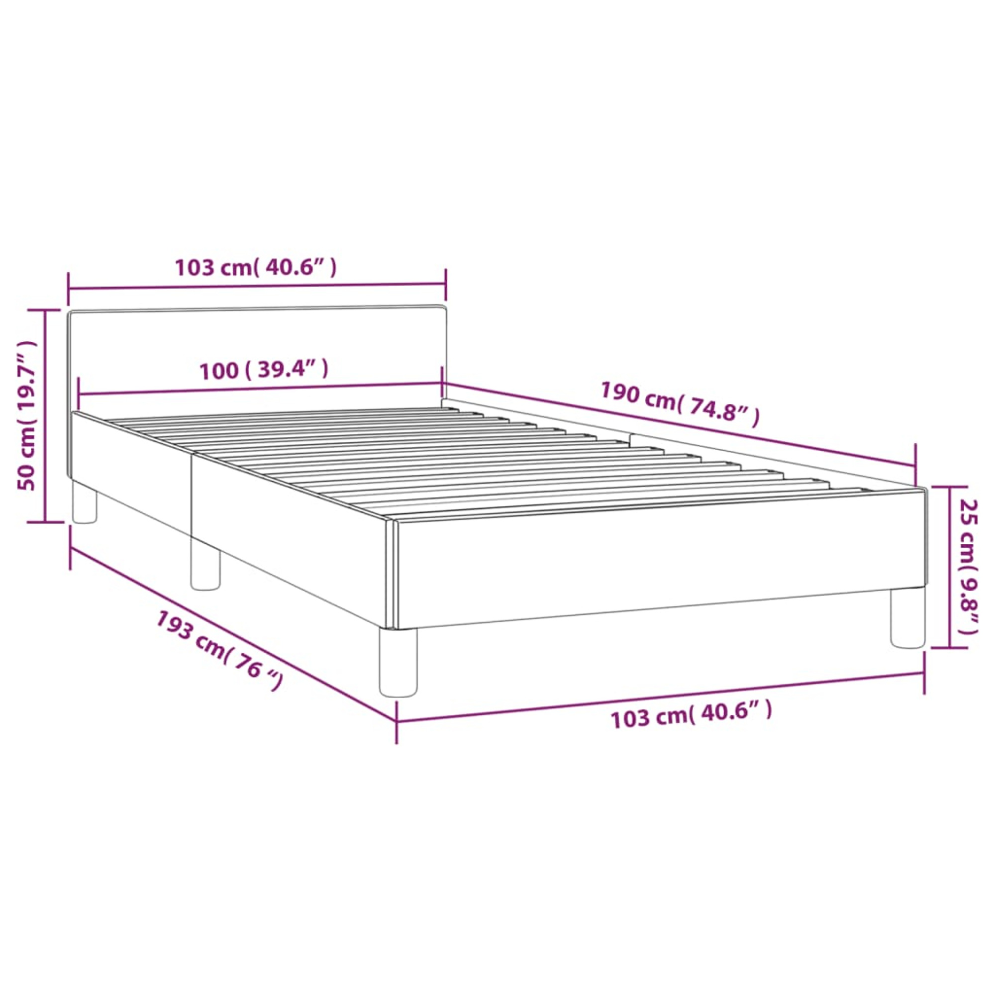 vidaXL Bed Frame with Headboard Platform Bed Base for Bedroom Faux Leather
