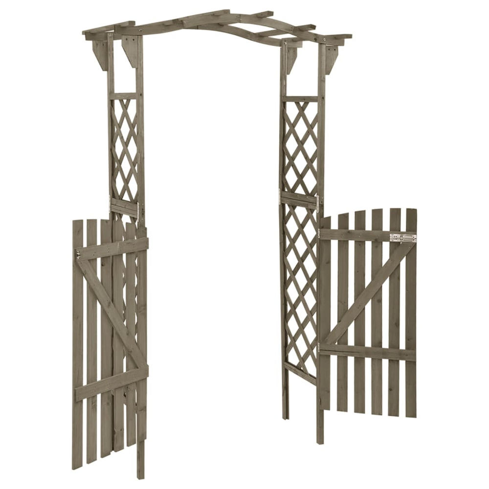 vidaXL Pergola Outdoor Pergola Garden Arch with Gate for Deck Solid Wood Fir