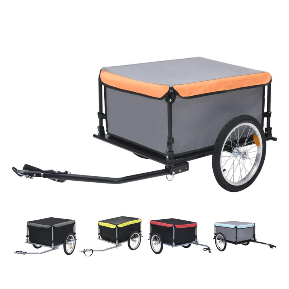 vidaXL Bike Trailer Bicycle Cargo Trailer Tow Bicycle Cart Steel and Polyester