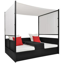 vidaXL Garden Bed with Canopy Black 74.8"x51.2" Poly Rattan Black