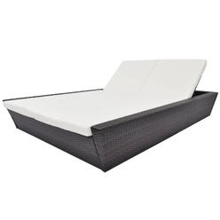 vidaXL Outdoor Lounge Bed with Cushion Poly Rattan Brown Brown