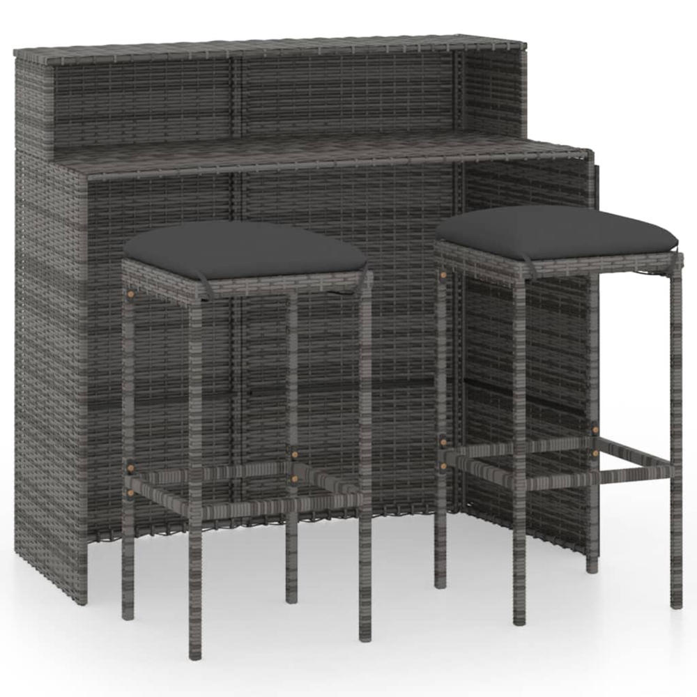 vidaXL Patio Bar Set Bar Table and Stools Patio Furniture Set with Cushions