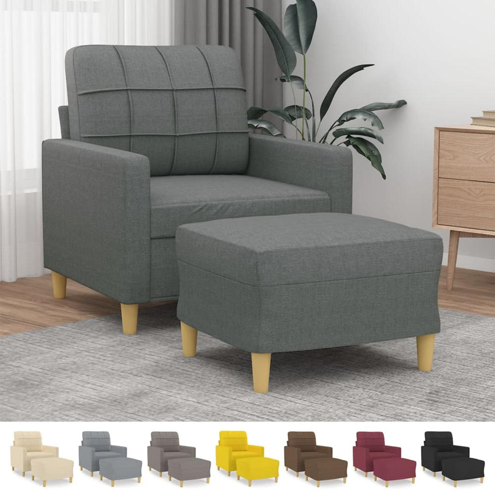 vidaXL Sofa Chair Accent Upholstered Single Sofa Chair with Footstool Fabric
