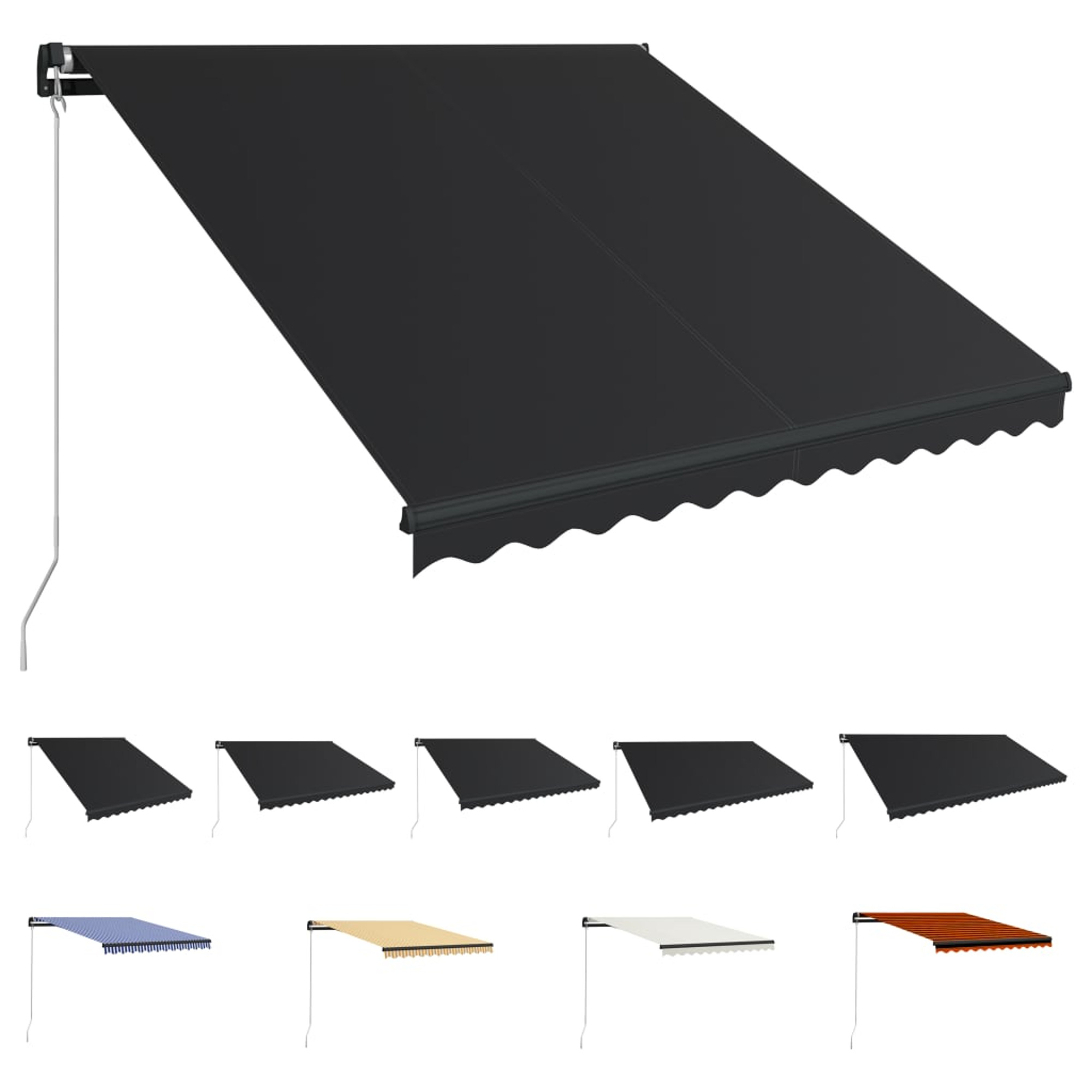 vidaXL Manual Retractable Awning Patio Outdoor Canopy Deck Awning Sun Shade