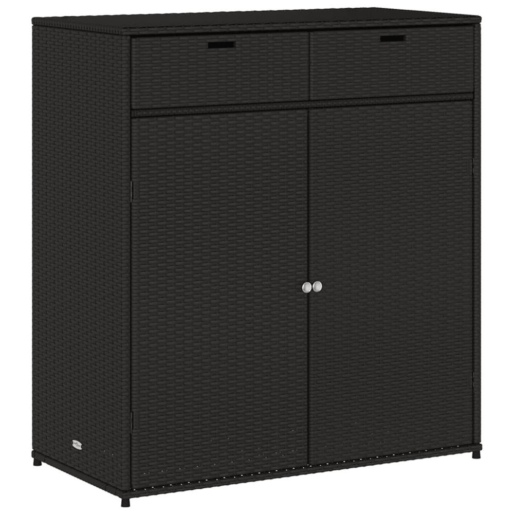 vidaXL Patio Storage Cabinet Black 41.3"x21.7"x44.5" Poly Rattan