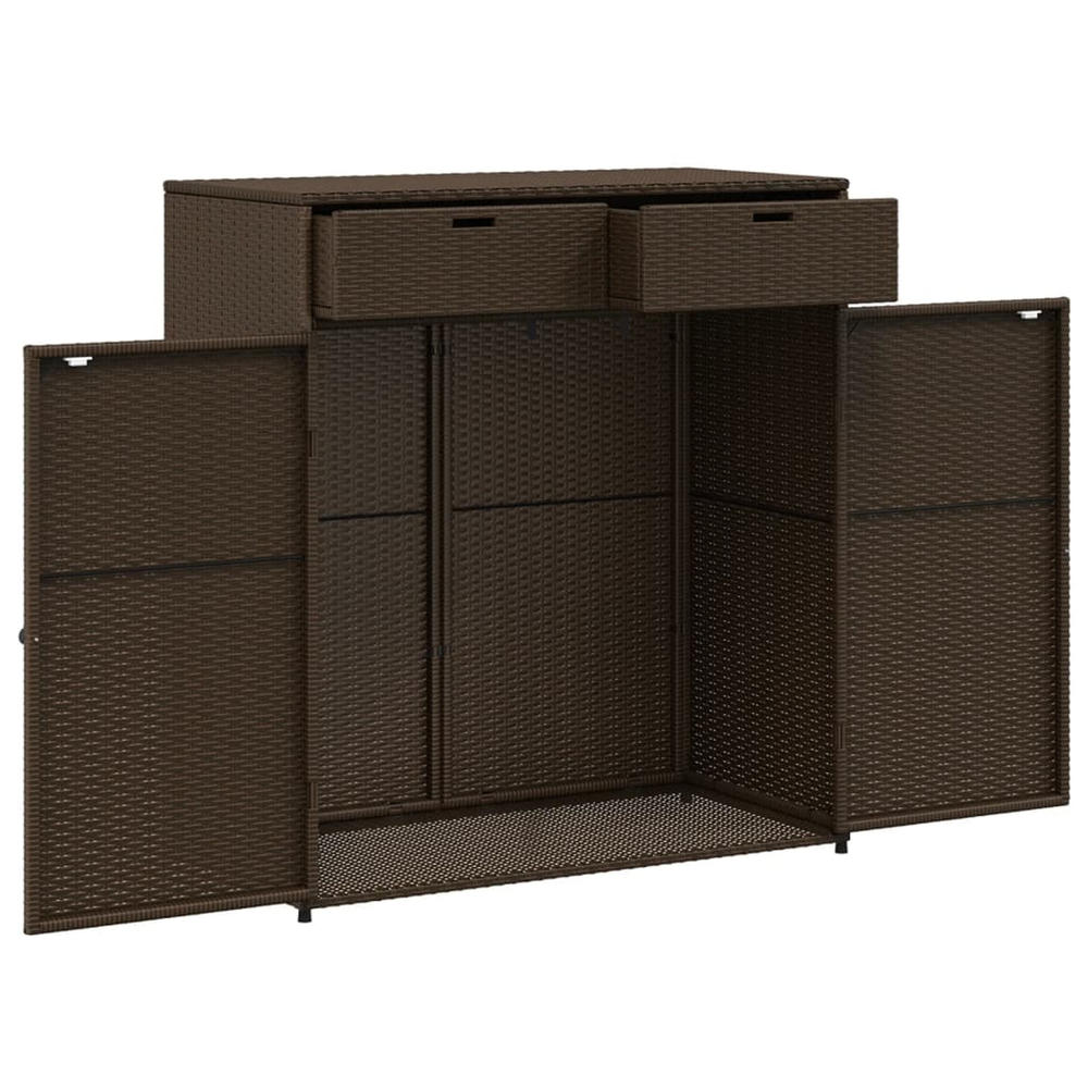 vidaXL Patio Storage Cabinet Tool Organizer Outdoor Furniture Poly Rattan