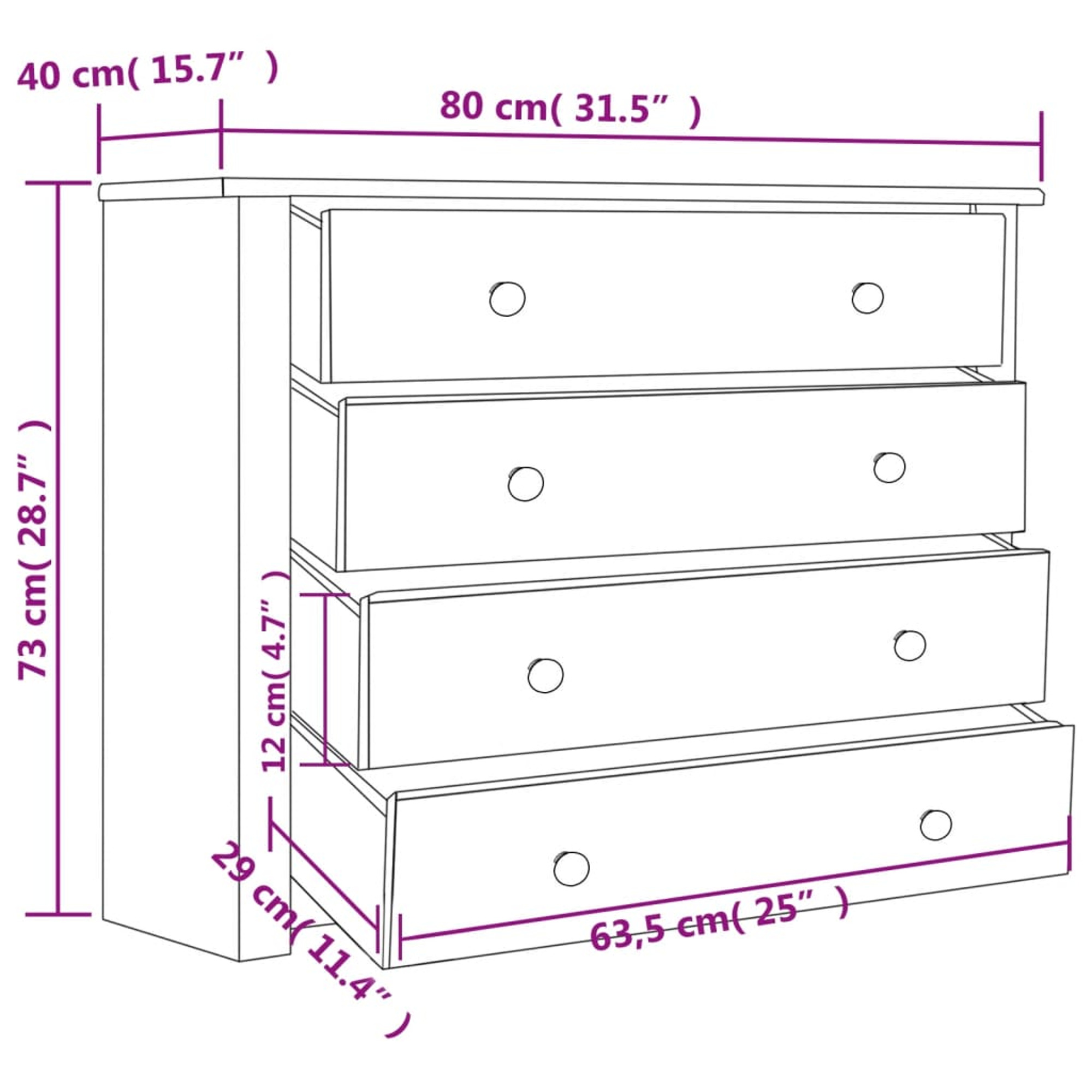 vidaXL Sideboard Storage Cabinet Drawer for Bedroom Side Cabinet Panama Range