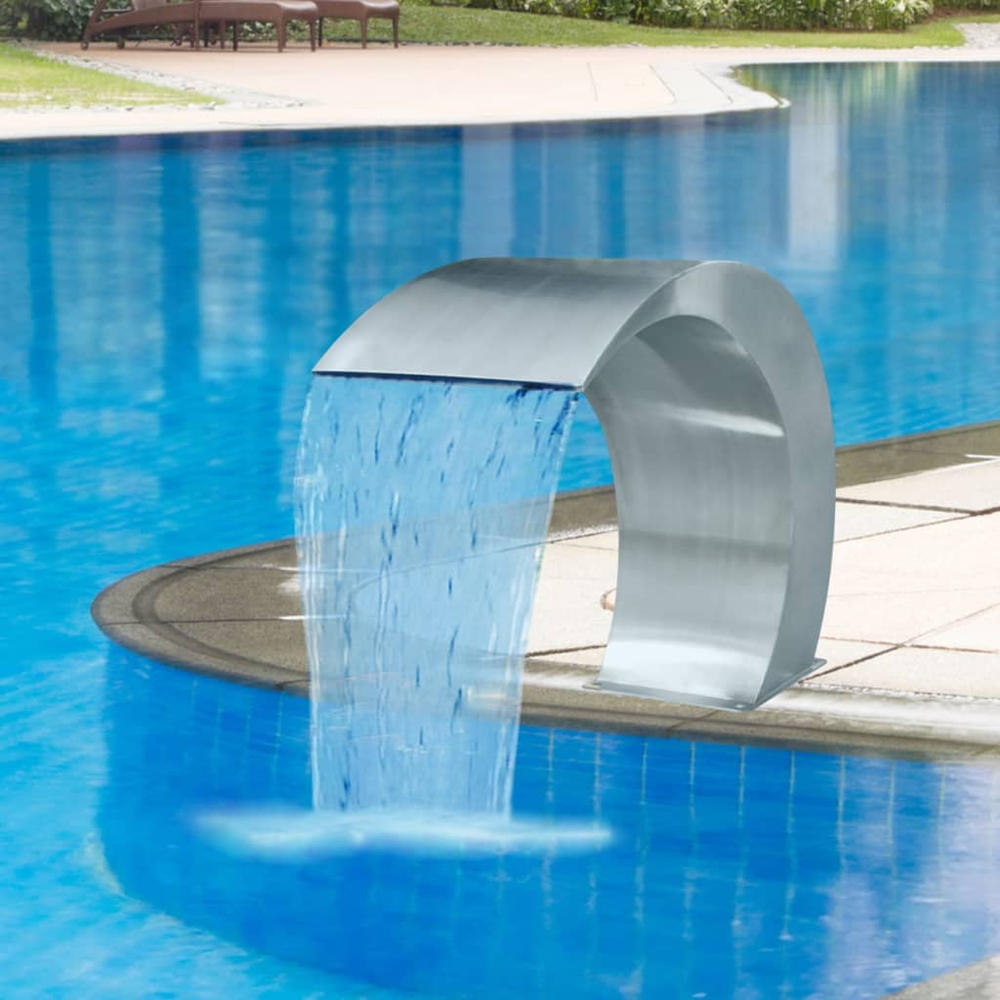 vidaXL Garden Waterfall Pool Fountain Stainless Steel 17.7" x 11.8" x 23.6"