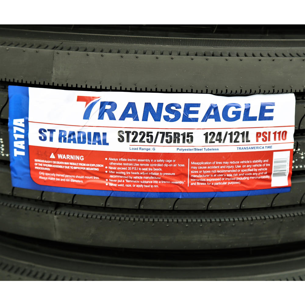 Transeagle 2 Tires Transeagle All Steel ST Radial ST 225/75R15 Load G 14 Ply Trailer