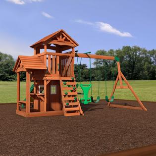Backyard Discovery All Cedar Playset Playground Play House Slide