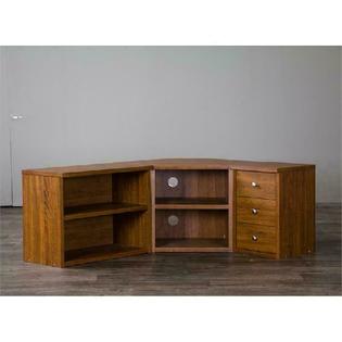 Baxton Studio Oak Corner Tv Stand Flat Screen Entertainment Center