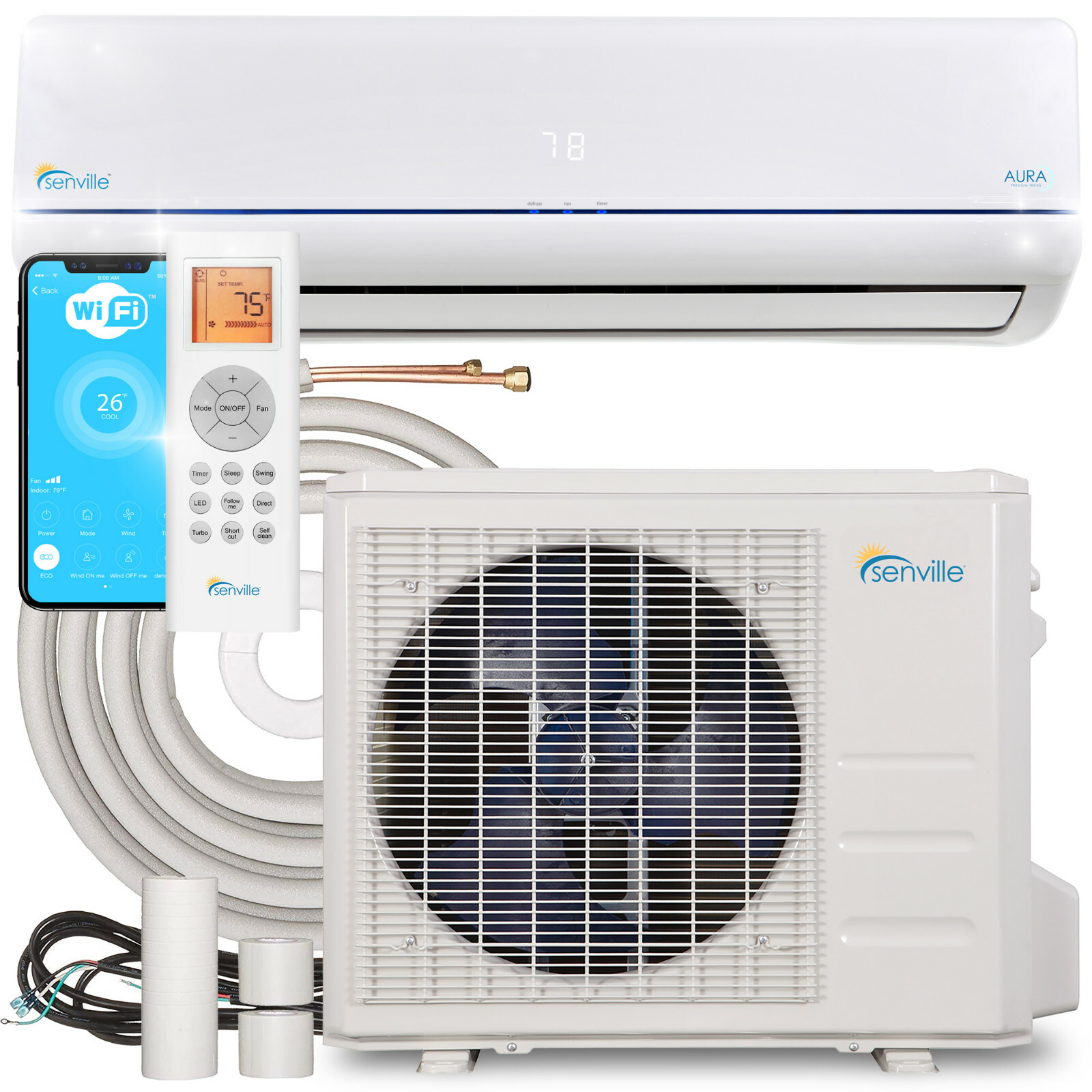 Senville Sena24hf16 24000 Btu Ductless Ac Mini Split Air Conditioner And Heat Pump 20 Seer