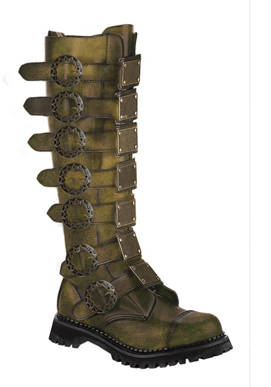 Demonia Men'S 30 Eyelet Steel Toe Knee Boot With Steel Plates And Gear Buckles