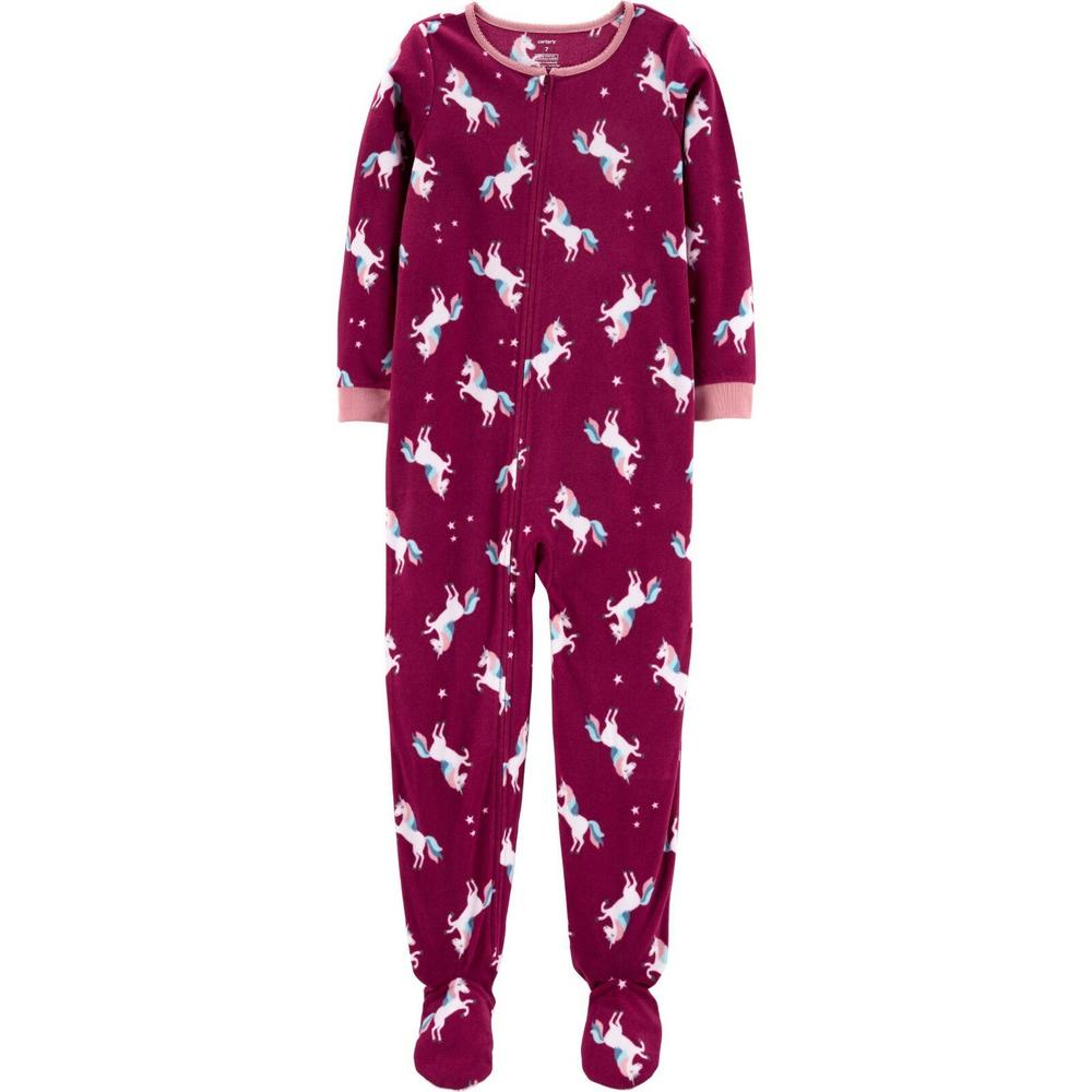 Carter S New Carters Girls 1 Piece Unicorn Print Fleece Footed