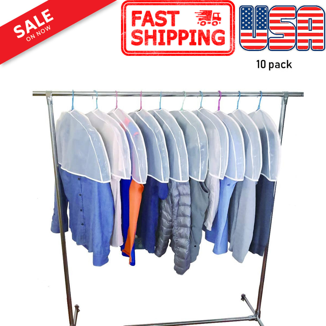 pekox Garment Shoulder Dust Covers 10 Pack Vinyl Suit Clothes Hanger
