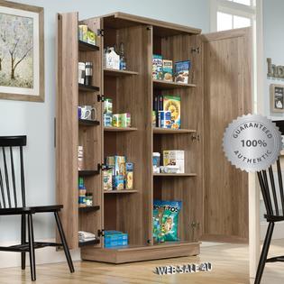 Sauder Tall Storage Kitchen Cabinet 2 Door Organizer Pantry Wood